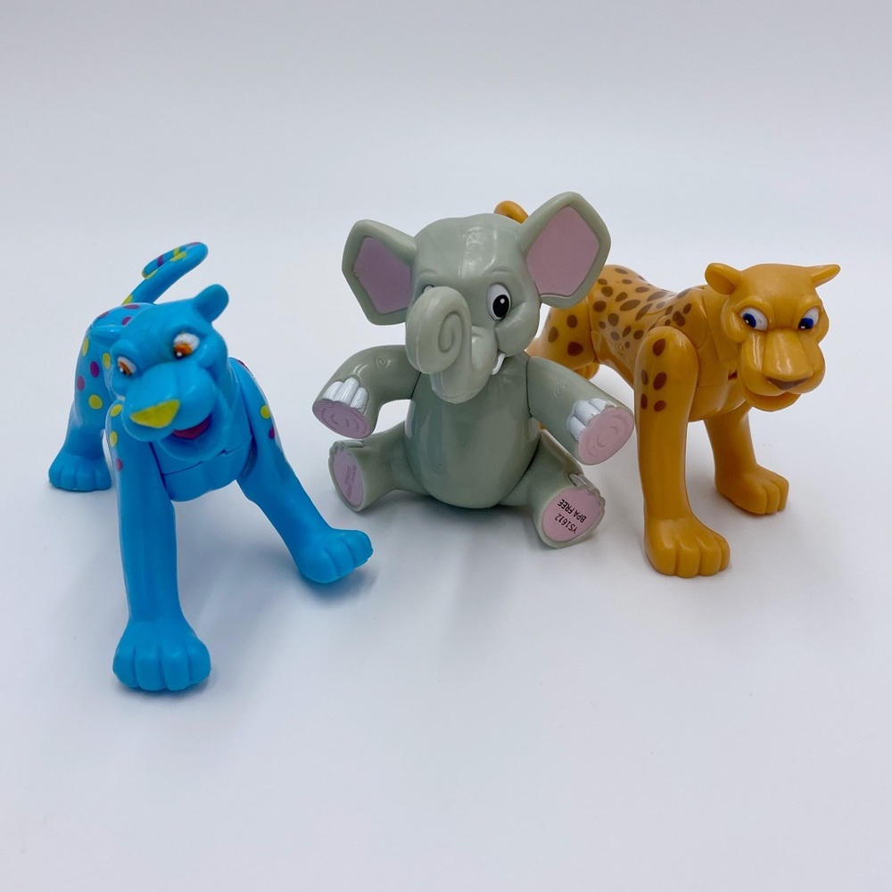 Rainforest Cafe Lot of 3 Safari PVC 3 Posable Figures Toys Tigers and Elephant